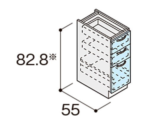 調理台用3段引出しW300