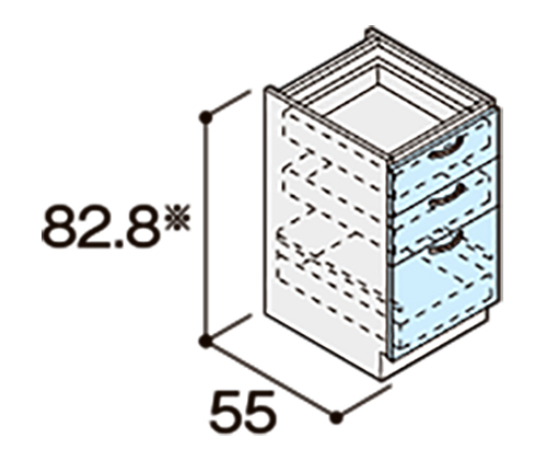 調理台用3段引出しW450