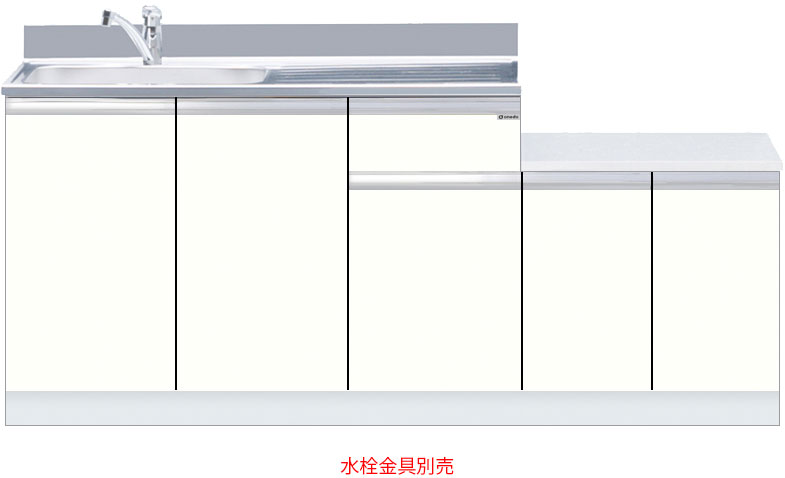 ワンド(旧マイセット) 【プレミアムカラー】一体型流し台一体型流し台(トップ出し水栓仕様)　【KTD5-80-180DK】 ウルトラホワイト/ウインザーナット/ペールグレイン/ダークグレイン/ブラックストーン