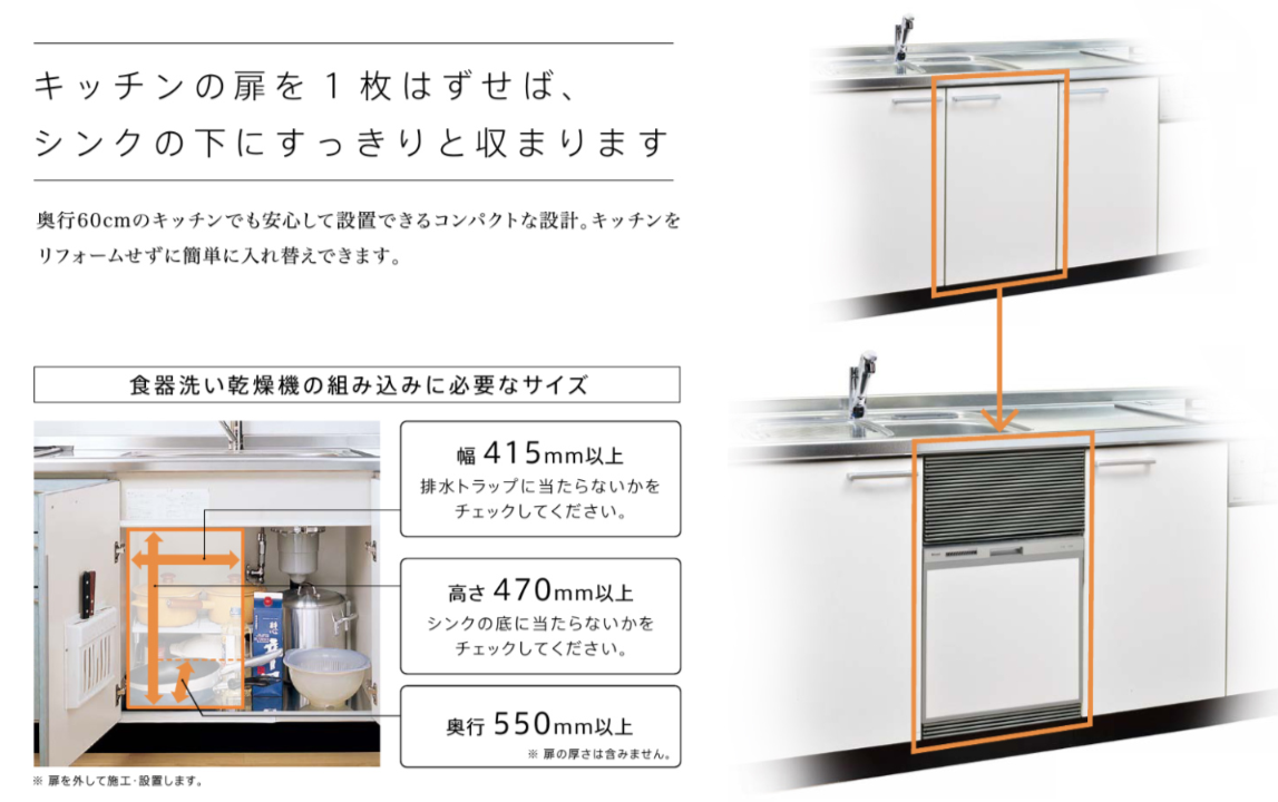 新作モデル RKW-405C-B RKW-405シリーズ リンナイ 食器洗い乾燥機 ドアパネルタイプ コンパクトタイプ 幅45cm ブラック 