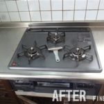 リンナイ ビルトインコンロ RB31AW8FR-BL /富士工業 レンジフード  FVMF2-906L BK　交換工事